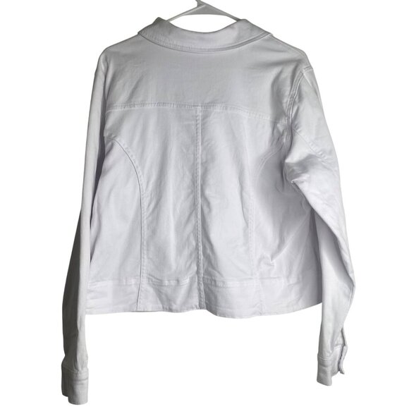 Venus White Denim Jacket Womens XL Snap Button Down Western Casual READ - Picture 4 of 13